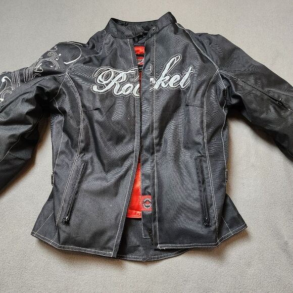 Joe Rocket Motorcycle Jacket Womens S Black Armored Padded Lined Embroidered - Picture 7 of 14